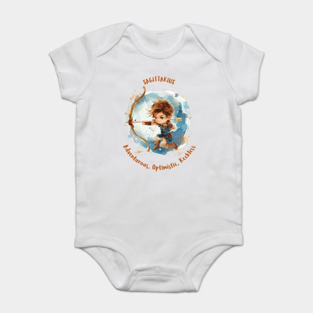 Sagittarius Cartoon Zodiac Sign Baby Bodysuit by Vinokurio